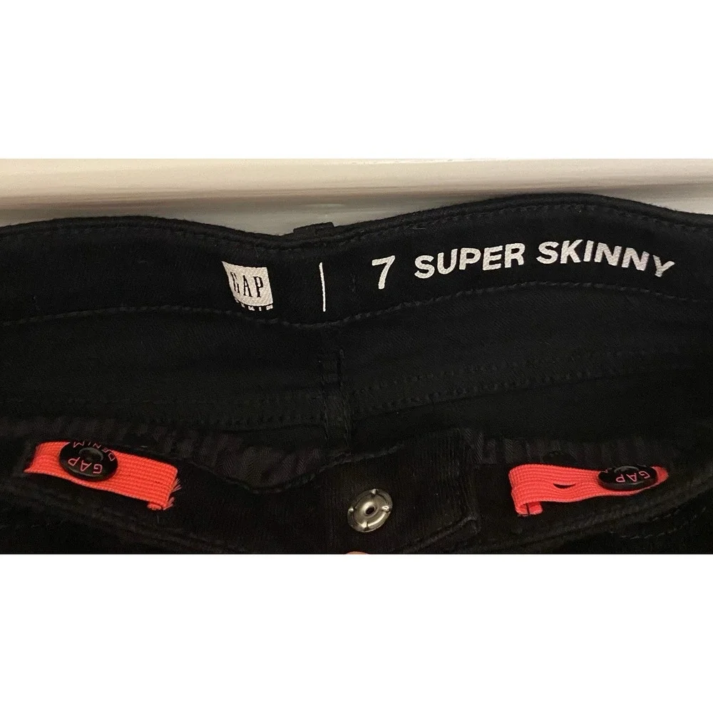 Girl's GAP Denim Kids Youth Super Skinny Black Jeans Size 7